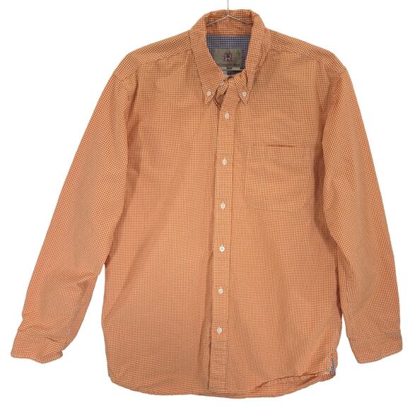 The Territory Ahead Shirt Mens M Orange Gingham Check Long Sleeve Button Down - Picture 1 of 13